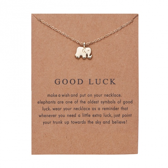 Picture of Cardboard Series Necklace KC Gold Plated Elephant Animal 42cm(16 4/8") long, 1 Piece