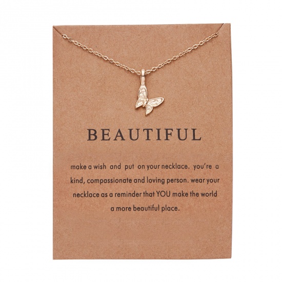 Picture of Cardboard Series Necklace KC Gold Plated Butterfly Animal 42cm(16 4/8") long, 1 Piece