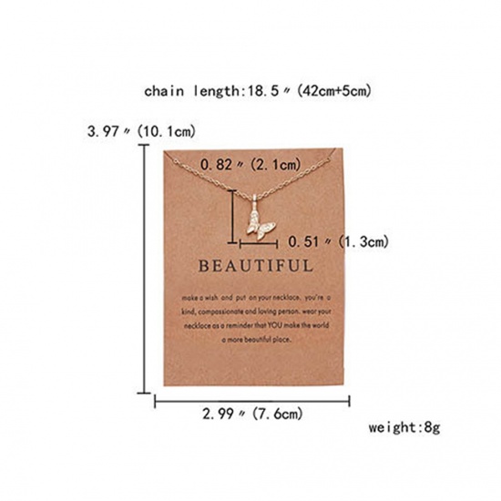 Image de Colliers Série de Carton Plaqué Or KC Papillon 42cm long, 1 Pièce