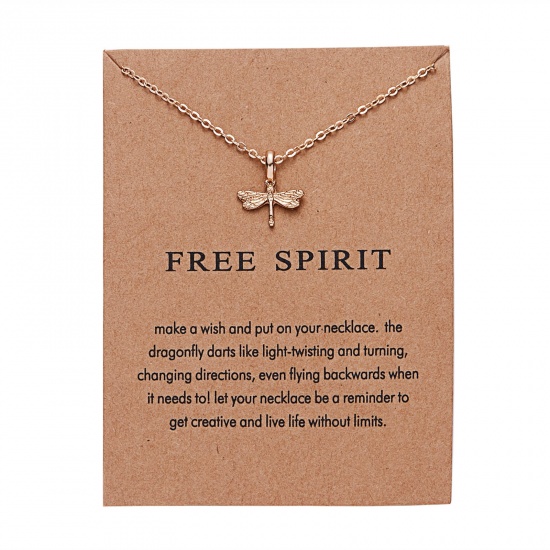 Picture of Cardboard Series Necklace KC Gold Plated Dragonfly Animal 42cm(16 4/8") long, 1 Piece