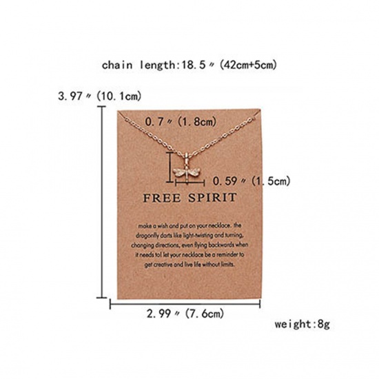 Image de Colliers Série de Carton Plaqué Or KC Libellule 42cm long, 1 Pièce