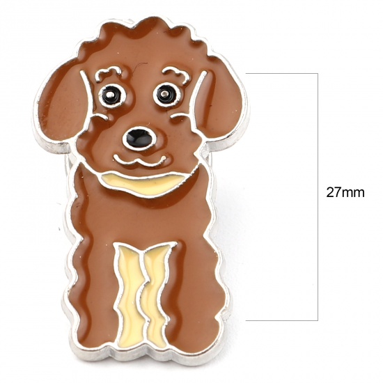Picture of Pin Brooches Poodle Animal Brown Enamel 27mm x 16mm, 1 Piece