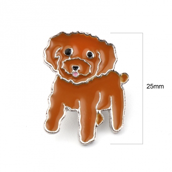 Picture of Pin Brooches Dog Animal Brown Enamel 25mm x 19mm, 1 Piece