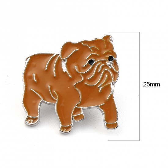 Picture of Pin Brooches Shar Pei Brown Enamel 25mm x 24mm, 1 Piece