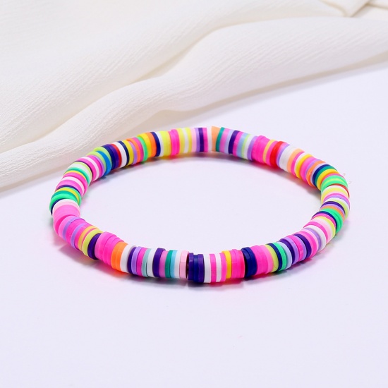 Image de Bracelets Raffinés Bracelets Délicats Bracelet de Perles Style Bohème en Pâte Polymère Multicolore Rond 18cm long, 1 Pièce
