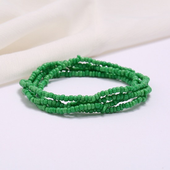 Picture of Glass Beaded Layered Body Waist Belly Chain Necklace Green 80cm(31 4/8") long, 2 PCs