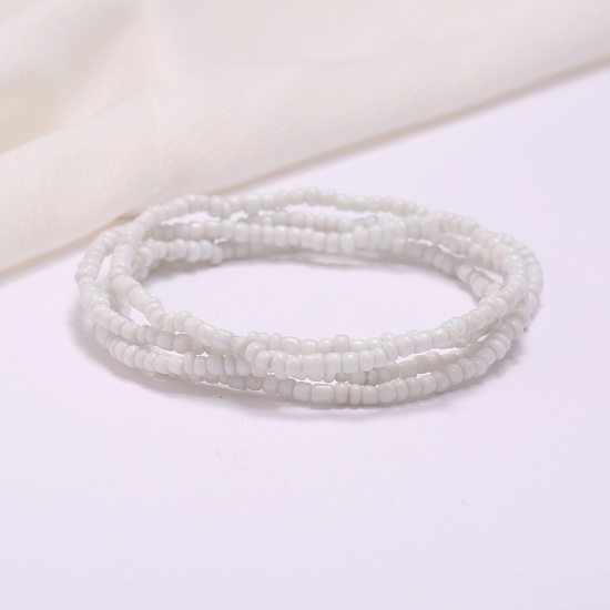 Picture of Glass Beaded Layered Body Waist Belly Chain Necklace White 80cm(31 4/8") long, 2 PCs