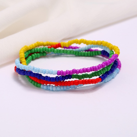 Picture of Glass Beaded Layered Body Waist Belly Chain Necklace Multicolor 80cm(31 4/8") long, 2 PCs