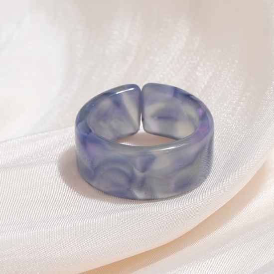 Picture of Resin Unadjustable Rings Purple Gray Circle Ring 1 Piece