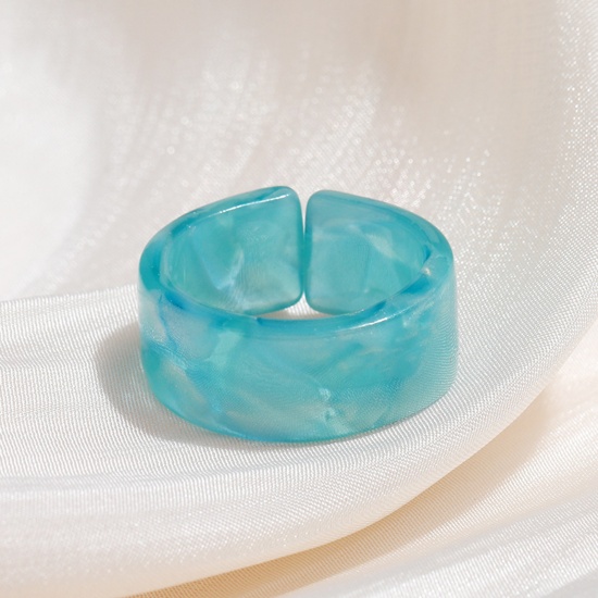 Picture of Resin Unadjustable Rings Skyblue Circle Ring 1 Piece