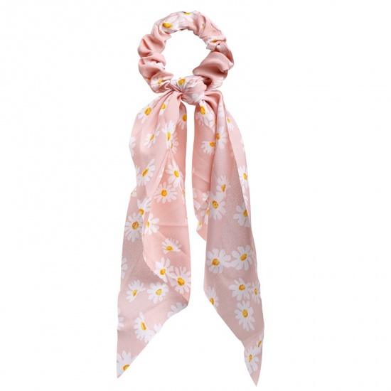 Picture of Chiffon Hair Ties Band Peach Pink Daisy Flower 43.5cm, 1 Piece