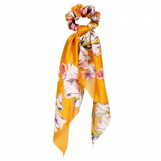 Picture of Chiffon Hair Ties Band Orange Flower 43.5cm, 1 Piece