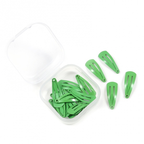 Picture of Iron Based Alloy Hair Clips Green Drop Painted 20mm x 7mm, 1 Box ( 20 PCs/Box)