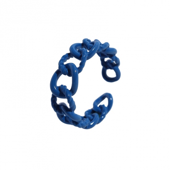 Picture of Open Adjustable Rings Dark Blue Painted Braided 1 Piece