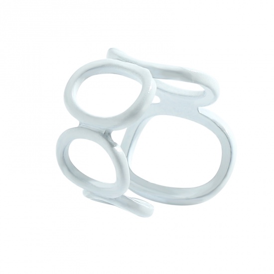 Picture of Open Adjustable Rings White Painted Geometric 1 Piece