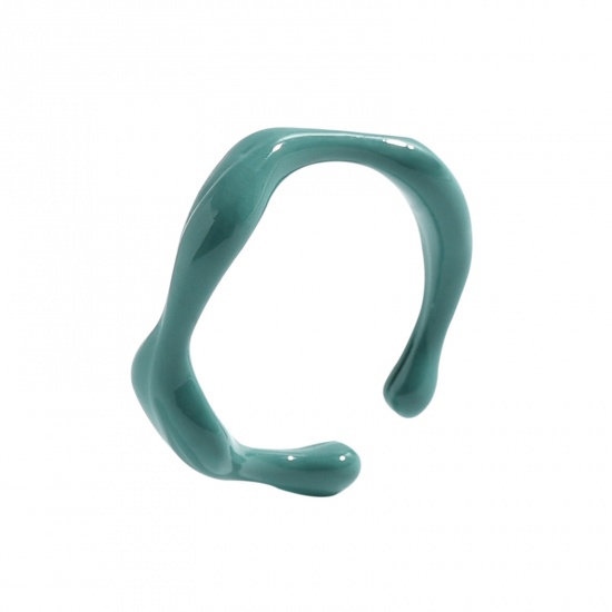 Picture of Open Adjustable Rings Sage Green Painted Irregular 1 Piece