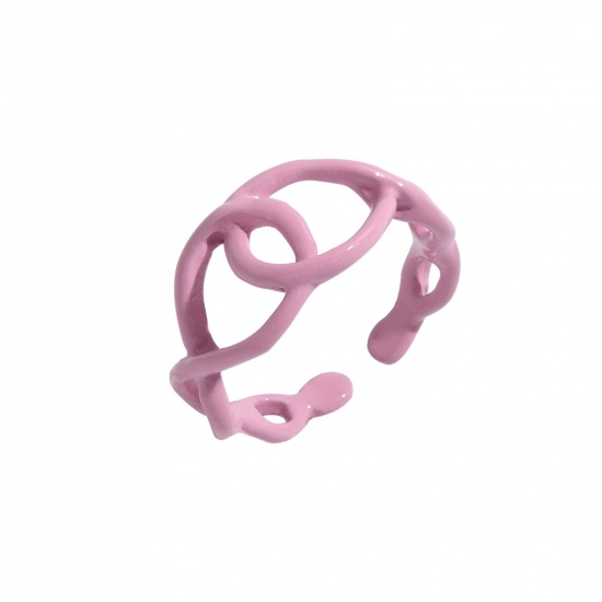 Picture of Open Adjustable Rings Pink Painted Irregular 1 Piece