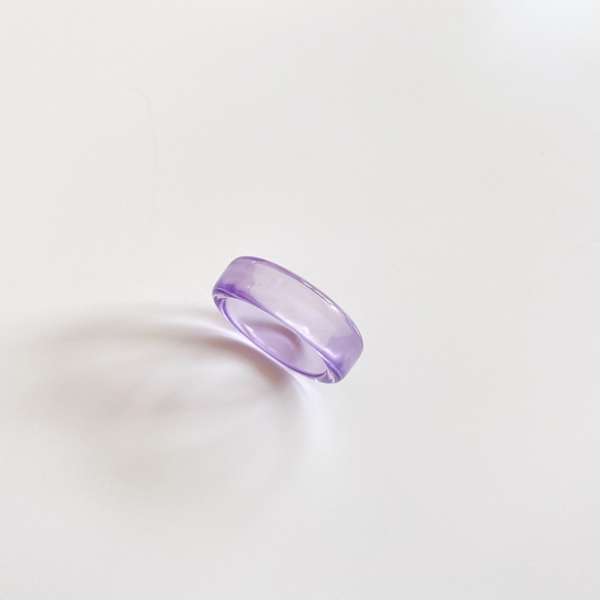 Picture of Resin Unadjustable Rings Purple Transparent Circle Ring 1 Piece