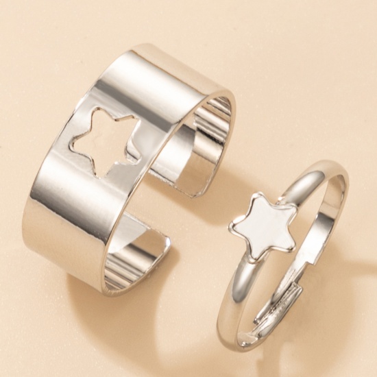 Picture of Galaxy Adjustable Rings Silver Tone Star 2 Sets ( 2 PCs/Set)