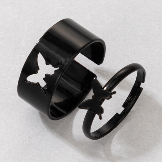 Picture of Insect Adjustable Rings Black Butterfly Animal 2 Sets ( 2 PCs/Set)