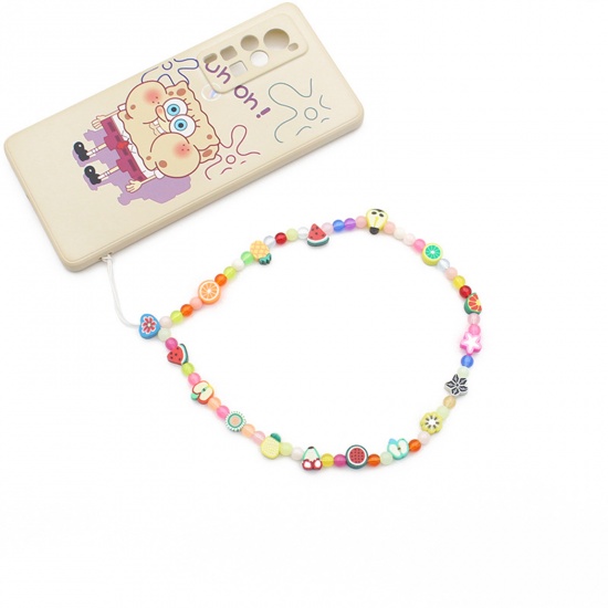 Picture of Polymer Clay & Acrylic Beaded Mobile Phone Chain Lanyard Multicolor Fruit 40cm  long, 1 Piece