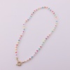 Picture of Plastic Beaded Necklace Gold Plated Multicolor Circle Ring Imitation Pearl 45cm(17 6/8") long, 1 Piece