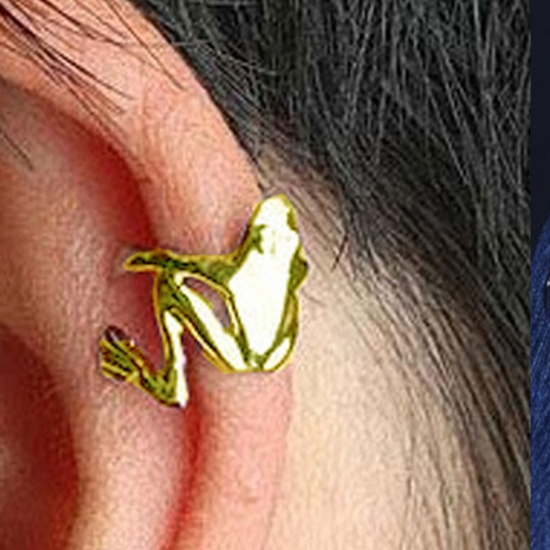Imagen de Ear Cuffs Clip Wrap Pendientes Chapado en Oro Rana 13mm, 1 Unidad