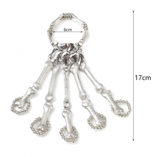 Picture of Zinc Based Alloy Halloween Bracelets Silver Tone Hand Adjustable 17cm(6 6/8") long, 1 Piece