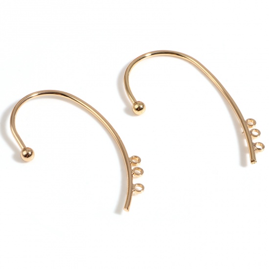 Picture of Zinc Based Alloy Ear Cuff Clip On Stud Wrap Earrings Gold Plated W/ Loop 51mm x 30mm - 48mm x 27mm, 2 PCs