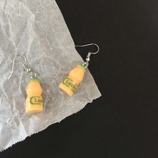 Image de Boucles d'Oreilles en Résine Vert Breuvages 4cm, 1 Paire