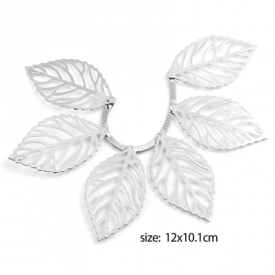 Bild von Ohrmanschettenclip an Ohrsteckern Silberfarbe Blätter 12cm x 10.1cm , 1 Stück