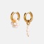 Imagen de Respetuoso del Medio Ambiente Elegante Barroco Chapado en Oro de 18K Blanco Acero Inoxidable 304 & Perla Natural. Baroque Pendientes Asimétricos Para Mujeres Aniversario 27.5x12mm 42x12mm, 1 Par