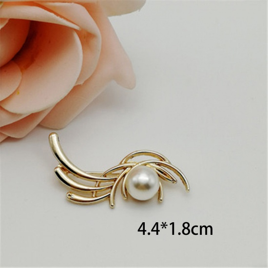 Image de Broche Epingle Géométrique Doré Blanc Imitation Perles 1 Pièce