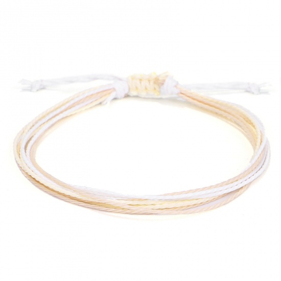 Picture of Polyester Boho Chic Bohemia Anklet White & Beige Adjustable 18cm(7 1/8") long, 1 Piece