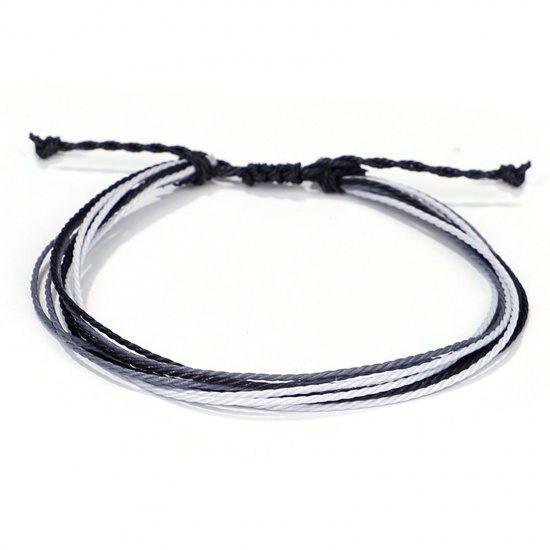 Picture of Polyester Boho Chic Bohemia Anklet Black & Gray Adjustable 18cm(7 1/8") long, 1 Piece