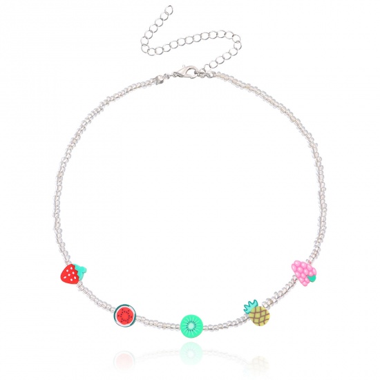 Picture of Plastic Cute Beaded Necklace White Fruit At Random 35cm(13 6/8") long, 1 Piece