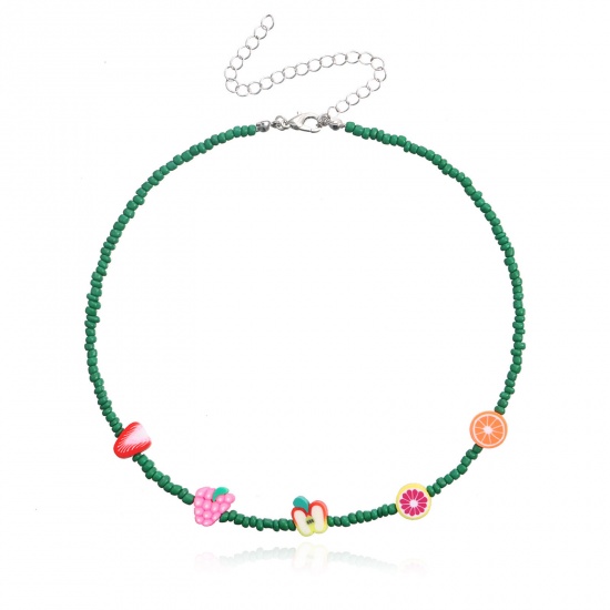 Picture of Plastic Cute Beaded Necklace Green Fruit At Random 35cm(13 6/8") long, 1 Piece