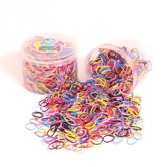Picture of TPR Hair Ties Band Multicolor Elastic 1.4cm Dia.,1 Box (700 PCs/Set) 