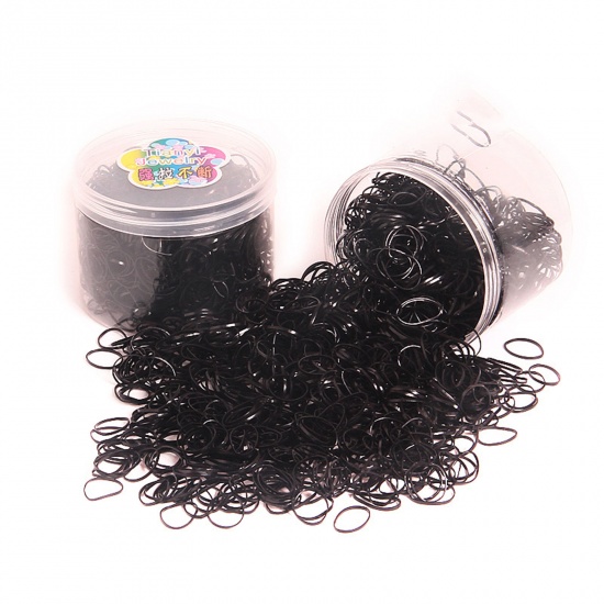 Picture of TPR Hair Ties Band Black Elastic 1.4cm Dia.,1 Box (700 PCs/Set)