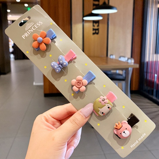 Picture of Acrylic Hair Clips Multicolor Bear Animal Girl 1 Set ( 5PCs/Set)