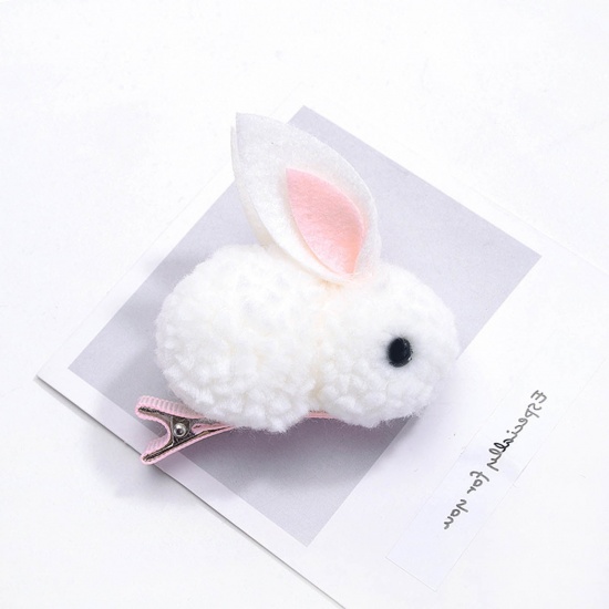 テリレン ヘアクリップ 白 ウサギ 3.5cm 1 個 の画像