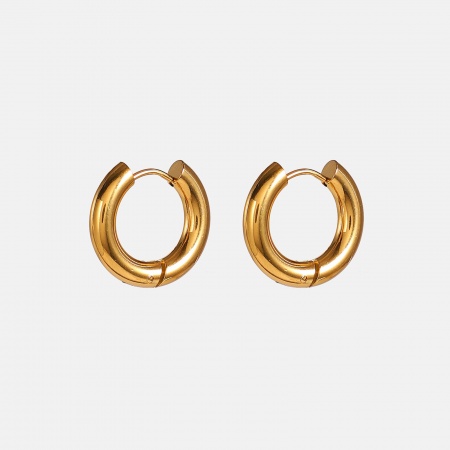 1 Pair Vacuum Plating Simple & Casual Stylish 18K Gold Plated 304 Stainless Steel Circle Ring Hoop Earrings For Women Party 18.9mm x 12mm