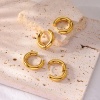 Picture of Eco-friendly Simple & Casual Stylish 18K Real Gold Plated 304 Stainless Steel Circle Ring Hoop Earrings For Women Party 18.9mm x 12mm, 1 Pair