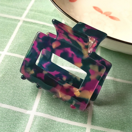 Picture of Acetic Acid Resin Acetimar Marble Hair Clips Purple Geometric Stripe 5.5cm, 1 Piece