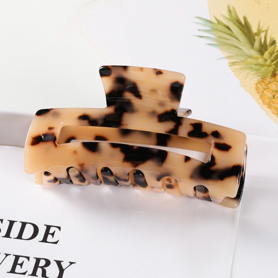 Picture of Acetic Acid Resin Acetimar Marble Hair Clips Brown Rectangle 8.3cm, 1 Piece