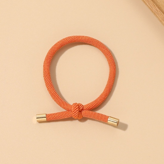 Immagine di Stoffa Elastico Molla Fermacapelli Arancione Nodo Elastico 5.5cm Dia, 5 Pz