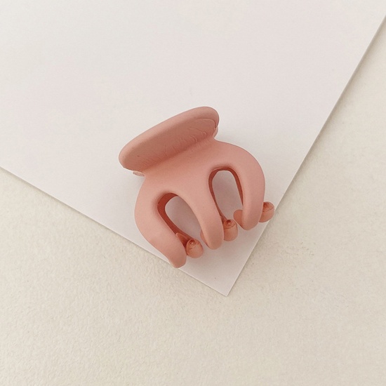 Bild von Zinklegierung & Acryl Haarklammer Klauenklemmen Rosa 2cm D., 1 Stück