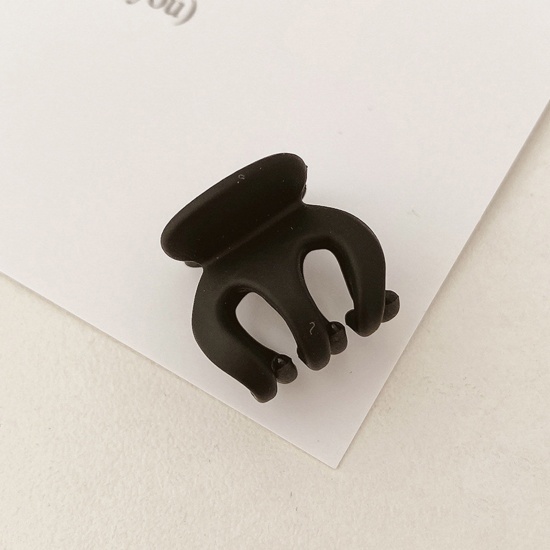 Picture of Zinc Based Alloy & Acrylic Hair Clips Claw Clamps Black 2cm Dia., 1 Piece