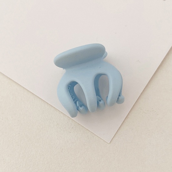 Picture of Zinc Based Alloy & Acrylic Hair Clips Claw Clamps Light Blue 2cm Dia., 1 Piece