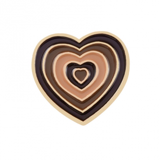 Picture of Enamel Pin Brooches Heart Black Gradient Color 22mm x 22mm, 1 Piece